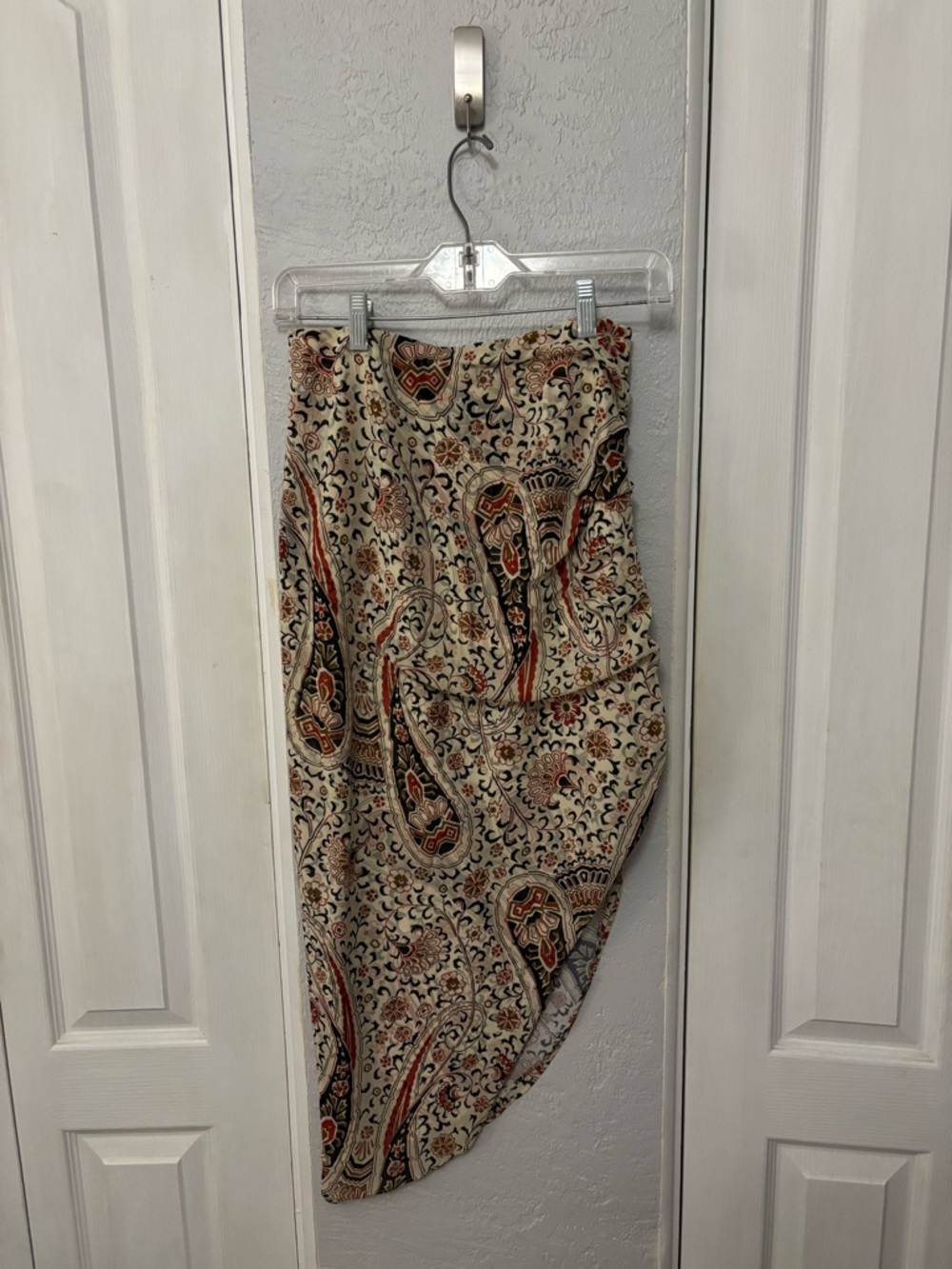 Veronica Beard Herst Silk Paisley Print Asymmetrical Skirt Midi Neutral Size 4